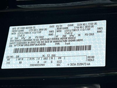2024 Ford F-150 Raptor 4WD SuperCrew 5.5' Box