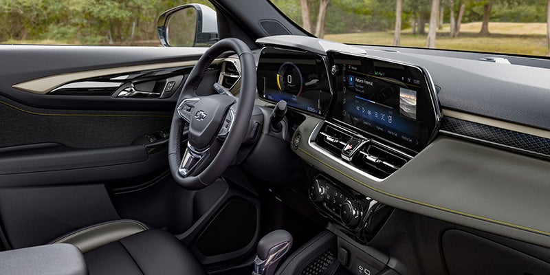 Interior view of a 2024 Chevrolet Trailblazer showcasing luxurious seating and modern dashboard design.