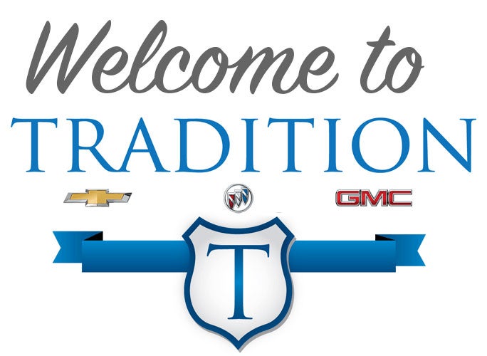 A welcoming sign that reads 'Welcome to Tradition,' featuring decorative elements and logos.
